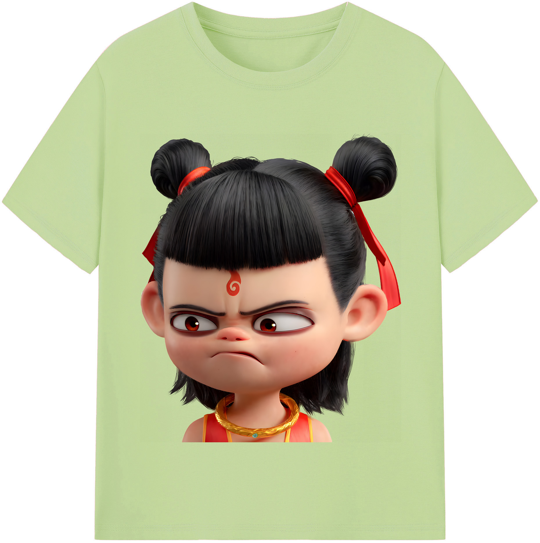 （画像用） Ne Zha 2 ナタ 魔童の大暴れ 綿100％半袖Tシャツ（フロントプリント）